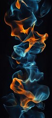 Poster - Colorful smoke rising against a deep black background, creating a mesmerizing abstract composition filled with swirling patterns and rich textures, evoking a sense of fluid energy and mystery