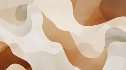 Poster - Smooth, undulating shapes in warm, earthy tones of beige and brown create an abstract background, ideal for modern and minimalist designs, adding a touch of natural elegance and sophistication