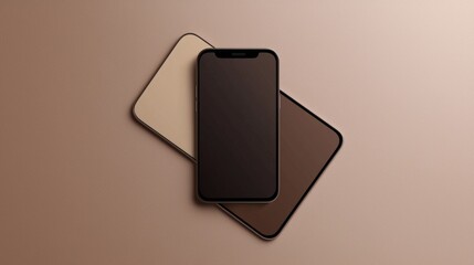 Poster - Clay render of a generic smartphone with blank screen displaying on two tone background, ideal for showcasing apps or web design with plenty of copy space