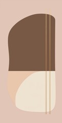 Poster - Modern abstract composition featuring overlapping rounded shapes in warm brown, soft beige, and luxurious gold tones, achieving a stylish and minimalist aesthetic perfect for contemporary design