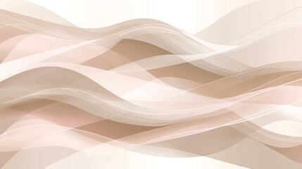 Poster - Smooth, translucent beige waves overlapping create a calming and elegant abstract background, evoking a sense of fluidity and gentle motion that inspires tranquility