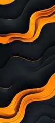 Poster - Smooth, undulating waves of orange and black create a mesmerizing abstract pattern, flowing seamlessly and evoking a sense of dynamic movement and modern elegance