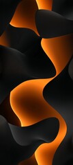 Poster - Smooth, undulating black shapes intertwining with glowing orange light create a captivating abstract composition, evoking a sense of dynamic energy and elegant movement