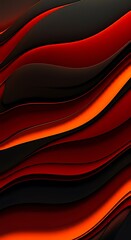 Poster - Abstract fiery red orange black waves elegant design smooth curves rich texture background pattern