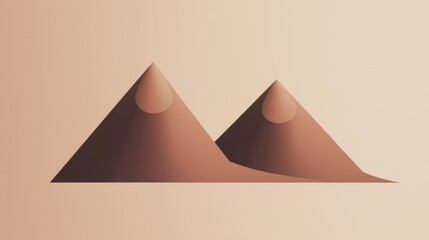 Poster - Two stylized cones merging into a single shape create an interesting optical illusion, playing with light and shadow on a minimalist, monochrome background