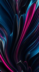 Poster - Abstract dark blue magenta fluid waves swirling elegant lines