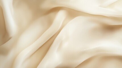 Poster - Smooth, beige silk fabric forms elegant waves, creating a luxurious texture perfect for fashion, interior design, or any project requiring a touch of sophistication