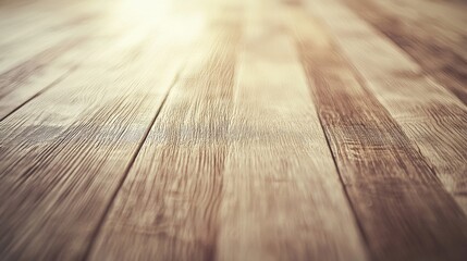 Poster - Sunlight illuminates wooden floor with perspective lines creating a warm and inviting atmosphere, perfect for backgrounds and design projects