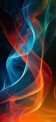 Poster - Orange and blue abstract waves are flowing and creating a beautiful design with a dark background, perfect for technology, energy, or communication themes