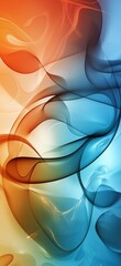Poster - Smooth, flowing lines in vibrant orange and cool blue intertwine, creating a dynamic and visually captivating abstract composition with a sense of movement and energy