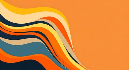 Poster - Abstract orange background flowing curves vibrant stripes smooth design elegant pattern wave texture