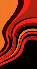 Poster - Abstract red orange black background.  Dynamic curves flowing lines create a vibrant wave design.