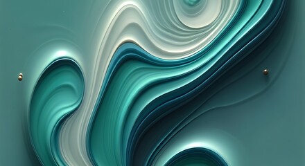 Poster - Abstract teal flowing liquid curves create a beautiful fluid motion background wallpaper