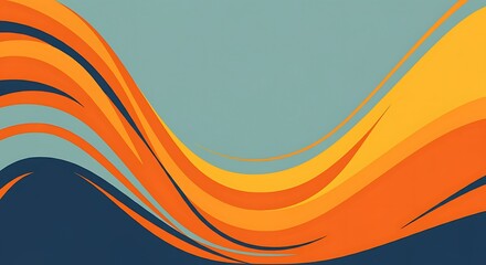 Poster - Vibrant orange blue graphic design abstract background swirling curves colorful waves