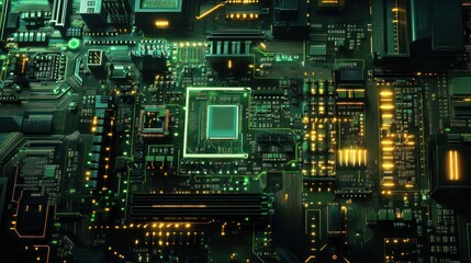 Poster - Glowing Circuit Board: A Futuristic Technological Marvel