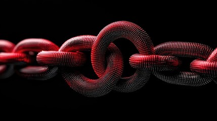 Poster - Exploring the interconnectedness of red chains digital art abstract design dark background close-up modern concepts
