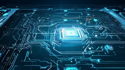 Poster - Innovative technology landscape showcasing vibrant circuitry and advanced digital designs in a futuristic environment. Generative AI