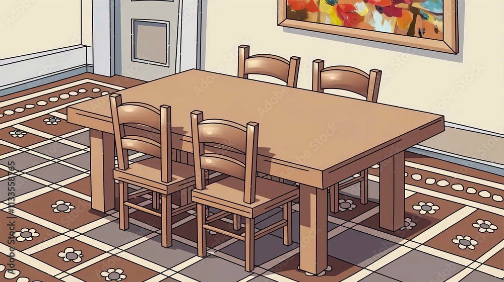 empty wooden table clipart cartoon Illustration drawing Stock ...