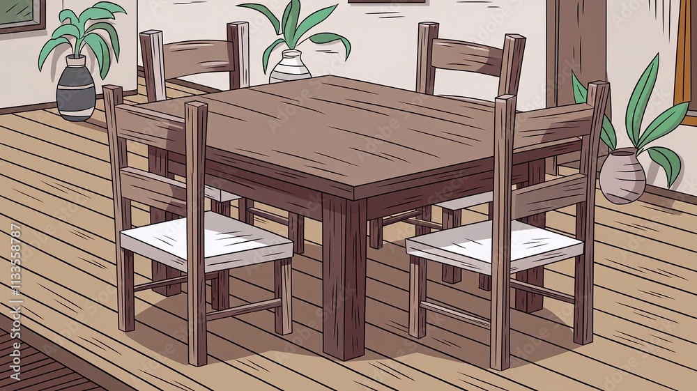 empty wooden table clipart cartoon Illustration drawing Stock ...