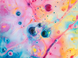 Poster - A vibrant abstract background showcasing swirling colors in pink, blue, and yellow hues