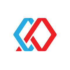 Aufkleber - An abstract geometrical initials CP in red and blue