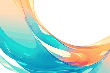 Wall Mural - Blue and orange wave with a white background