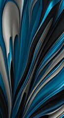 Poster - Abstract blue silver grey black background swirling waves elegant curves lines