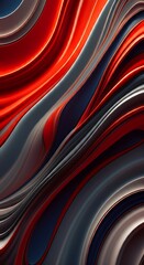 Poster - Abstract red gray background design.  Fluid curves waves pattern rich texture.