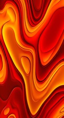 Poster - Abstract red orange background flowing liquid waves swirling curves textured surface