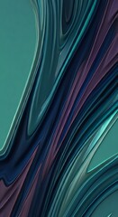 Poster - Abstract teal background swirling waves flowing lines elegant design smooth texture dynamic pattern