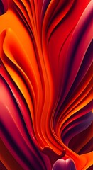 Poster - Dynamic abstract 3D render flowing red orange liquid curves swirl