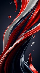 Poster - Dynamic red white and blue abstract paint swirl glossy liquid splash.