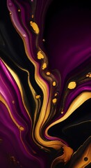 Poster - Elegant purple gold black marble swirl abstract art background design rich texture