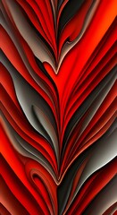 Poster - Fiery red abstract design flowing grey black waves elegant background texture.