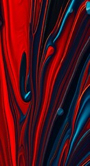 Poster - Fluid red blue black abstract paint flowing liquid texture background