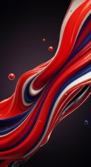 Poster - Glossy red blue white paint swirls liquid flow abstract wave