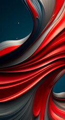 Poster - Red abstract 3D rendering flowing curves swirl design background texture