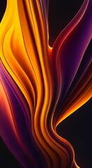 Poster - Vibrant orange purple abstract background flowing dynamic curves