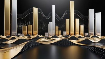 Abstract Gold and Silver Bars Chart Design