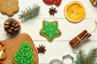 © Pixel-Shot - Tasty Christmas cookies with decor on white wooden background