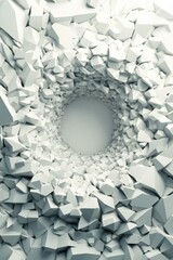 Poster - Abstract tunnel of fragmented shapes. AI.
