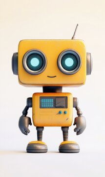 Cute vintage robot. AI.