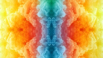 Poster - Abstract colorful smoke pattern with vibrant hues and symmetrical design.