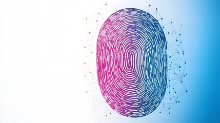 Poster - Abstract fingerprint with digital network connections, representing security and identity.