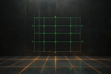 Poster - A glowing green network grid appears against a dark background, symbolizing digital support and enhanced connectivity in virtual settings. Generative AI