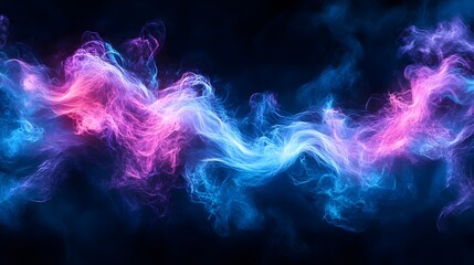Aufkleber - Abstract swirling pink and blue smoke on black background.