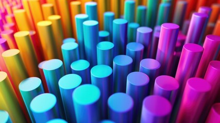Poster - abstract colorful cylinders rising and falling, creating a visually appealing representation of big 