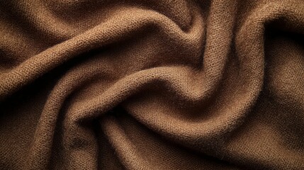 Poster - Luxurious mocha mousse style velor fabric drapes gracefully, showcasing its smooth, inviting texture. This rich brown background adds depth and warmth to any cozy interior space, perfect for comfort