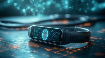 Poster - innovative smart wearable monitoring station with a virtual twin hologram projecting a detailed simu