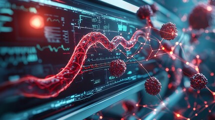 Aufkleber - digital monitoring station showcasing virtual twin of patient s blood vessels with highlighted varic